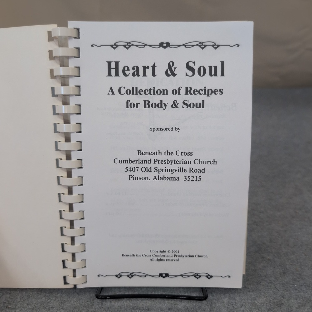 Heart & Soul Cookbook Beneath the Cross Cumberland Presbyterian Church Pinson AL - Picture 2 of 3